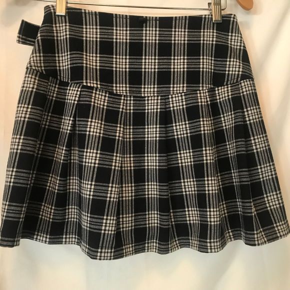 Mags & Pye tartan plaid pleated wrap mini skirt two tone schoolgirl size 10 - Picture 4 of 7